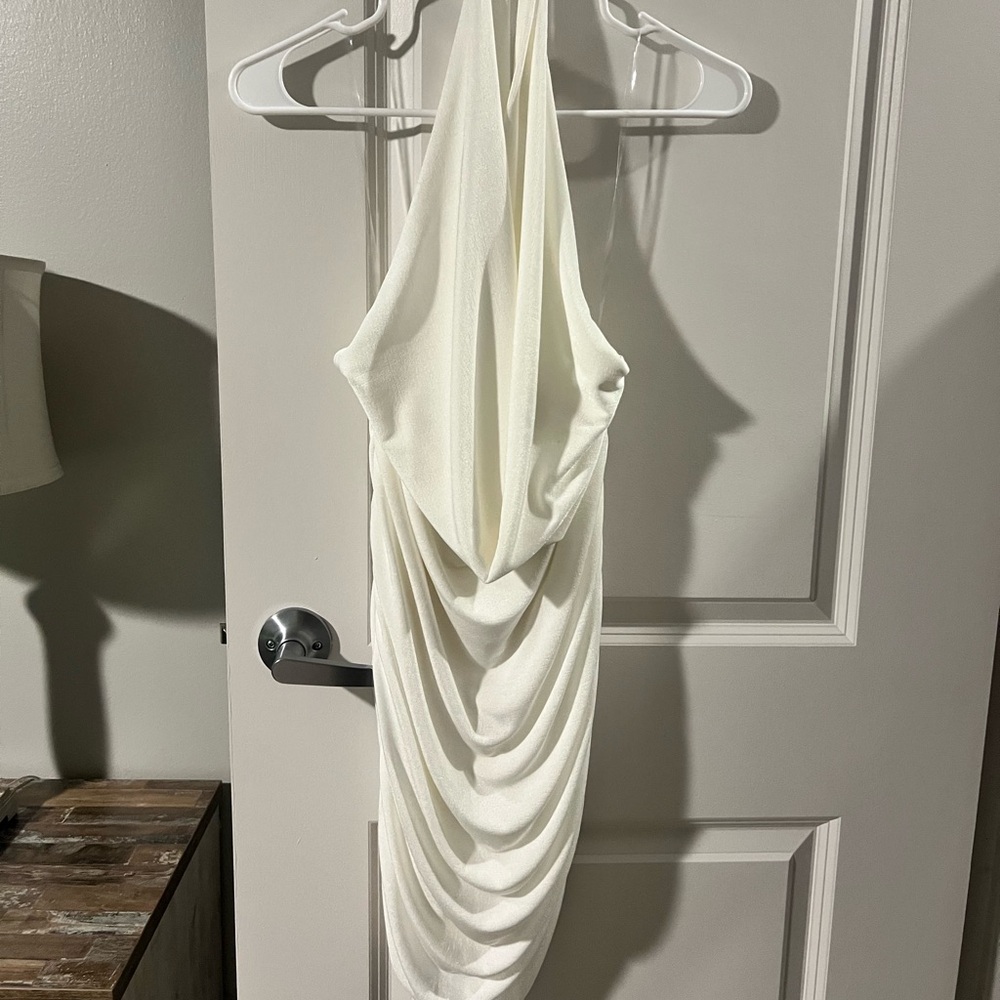 AKIRA Ivory Backless Halter Dress